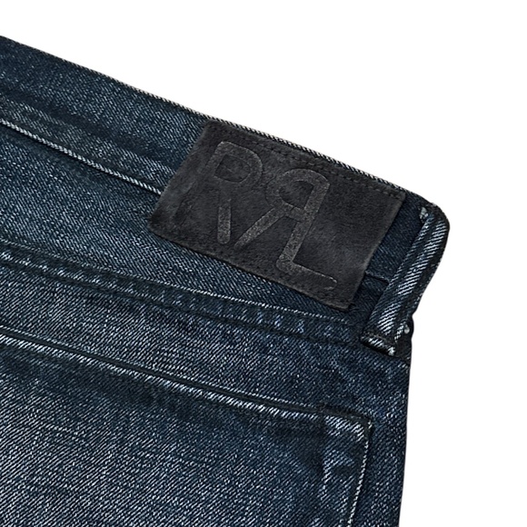 Double RL RRL Made in USA Selvedge Slim Fit Black on Blue Denim Jeans Mens 31 - Picture 6 of 12